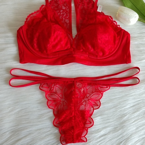 Size M PINK VS BRALETTE + THONG PANTY L.nwt - Picture 3 of 5